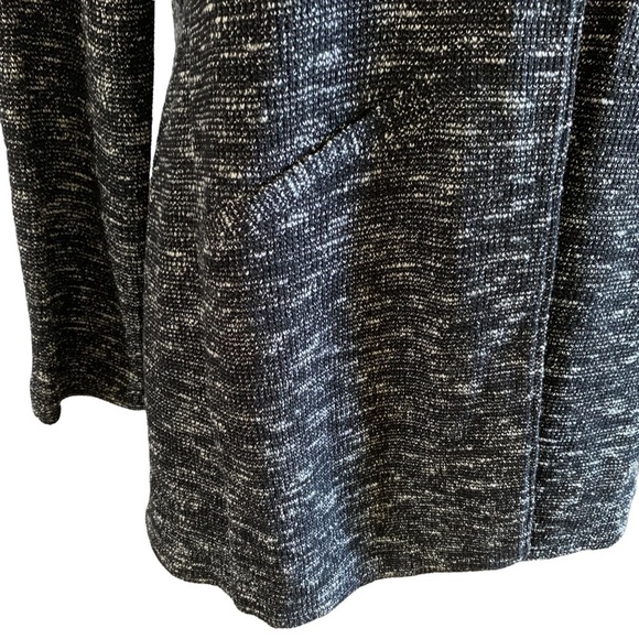 Eileen Fisher NWT Black Notch Collar Long Tweedy Organic Cotton Knit Jacket - Picture 5 of 11